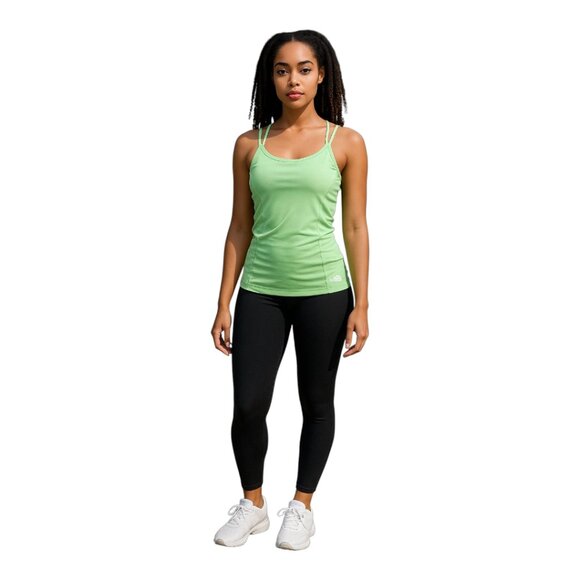 The North Face Athletic Tank Top Built-In Bra Criss Cross Strappy Back Lime M - Picture 2 of 13
